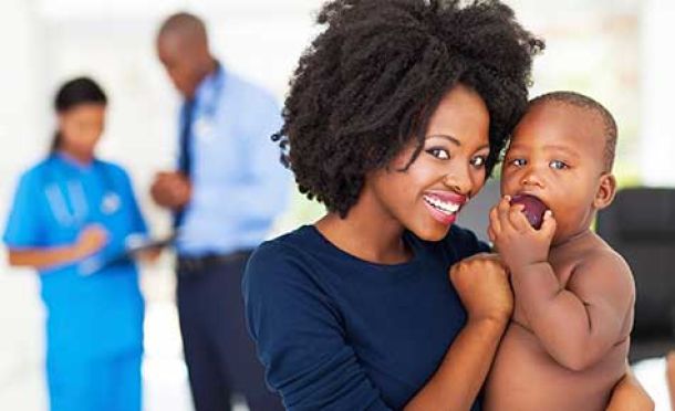 Photo of mom with baby in clinic