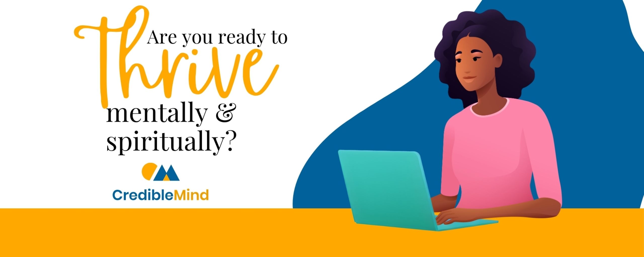 drawing of a woman working on a laptop to find credible mind resources